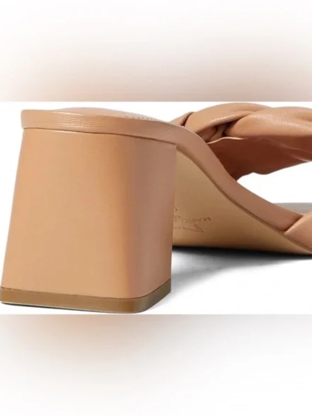 New MARC FISHER LTD Womens Beige Cerita Slip On Leather Heeled Sandal Slip On - Picture 4 of 8